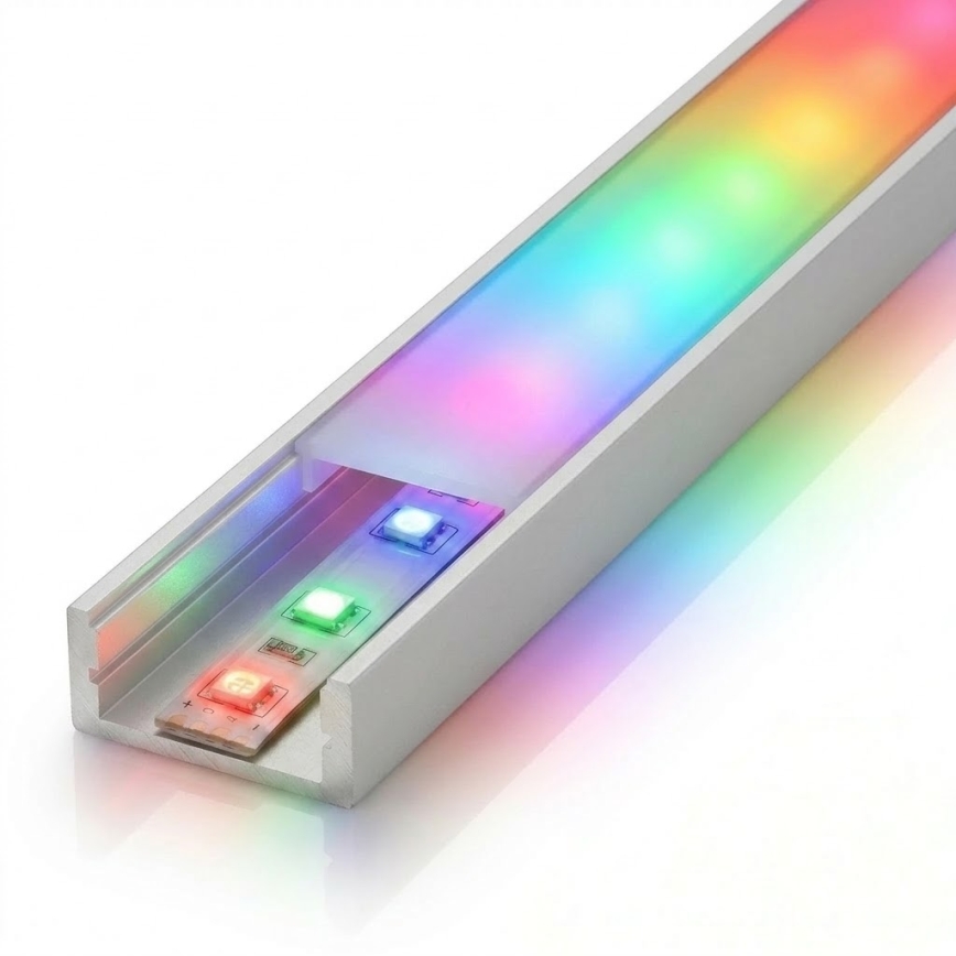ZESTAW 1x ściemnialna taśma LED RGBW DIGITAL LED/9,6W/230V 3 m + 3x profil wpuszczany 1 m srebrny/biały + pilot zdalnego sterowania