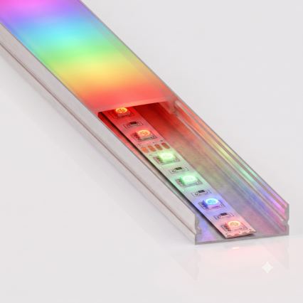 ZESTAW 1x taśma LED RGBW ściemnialna NEO LITE MUSIC LED/24W/230V 5 m IP65 Wi-Fi Tuya + 5x profil wpuszczany 1 m srebrny/biały + pilot zdalnego sterowania