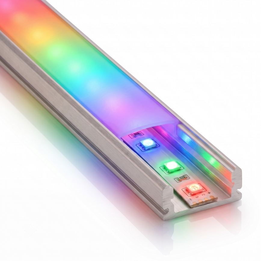 ZESTAW 1x ściemnialna taśma LED RGBW NEO LITE MUSIC LED/24W/230V 5 m IP65 Wi-Fi Tuya + 5x profil do zabudowy 1 m srebrny/biały + pilot zdalnego sterowania