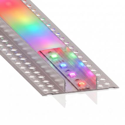 ZESTAW: 1x ściemnialna taśma LED RGBW NEO LITE MUSIC LED/24W/230V 5 m IP65 Wi‑Fi Tuya + 5x profil wpuszczany 1 m (srebrny/biały) + pilot zdalnego sterowania