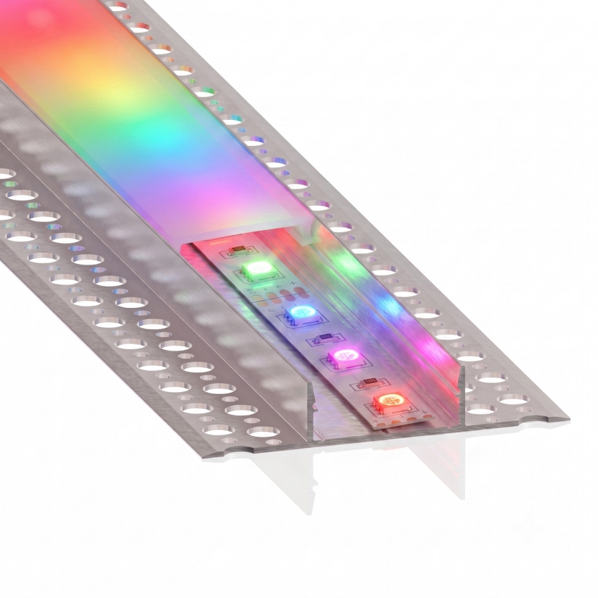 ZESTAW: 1x ściemnialna taśma LED RGBW NEO LITE MUSIC LED/24W/230V 5 m IP65 Wi‑Fi Tuya + 5x profil wpuszczany 1 m (srebrny/biały) + pilot zdalnego sterowania