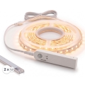ZESTAW 1x taśma LED z czujnikiem ruchu FLEX LED/3,6W/4xAA 2 m + 2x profil wpuszczany 1 m srebrny/biały