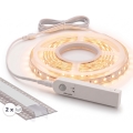 ZESTAW 1x taśma LED z czujnikiem ruchu FLEX LED/3,6W/4xAA 2 m + 2x profil wpuszczany 1 m srebrny/biały