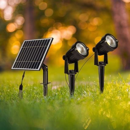 Zestaw 2 lamp solarnych LED zewnętrznych 2xLED/1,2W/3,7V IP65 3000K 4000 mAh