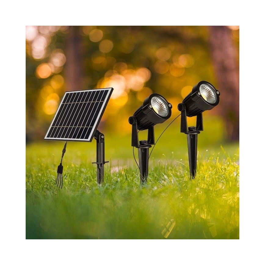 Zestaw 2 lamp solarnych LED zewnętrznych 2xLED/1,2W/3,7V IP65 3000K 4000 mAh