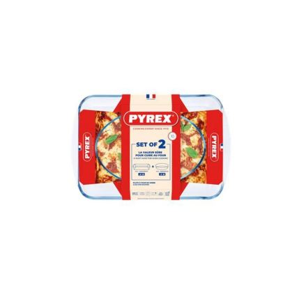 Zestaw 2 naczyń żaroodpornych PYREX o pojemności 3,7 l i 2,2 l