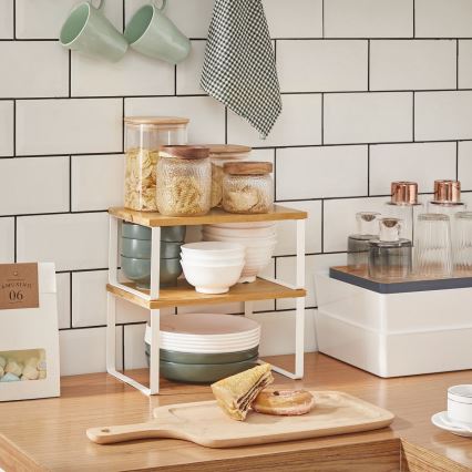 Zestaw 2 półek do przechowywania MARGE, białe/brązowe