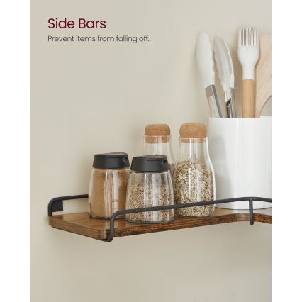 Zestaw 2 półek ściennych SHELFY brązowe/czarne