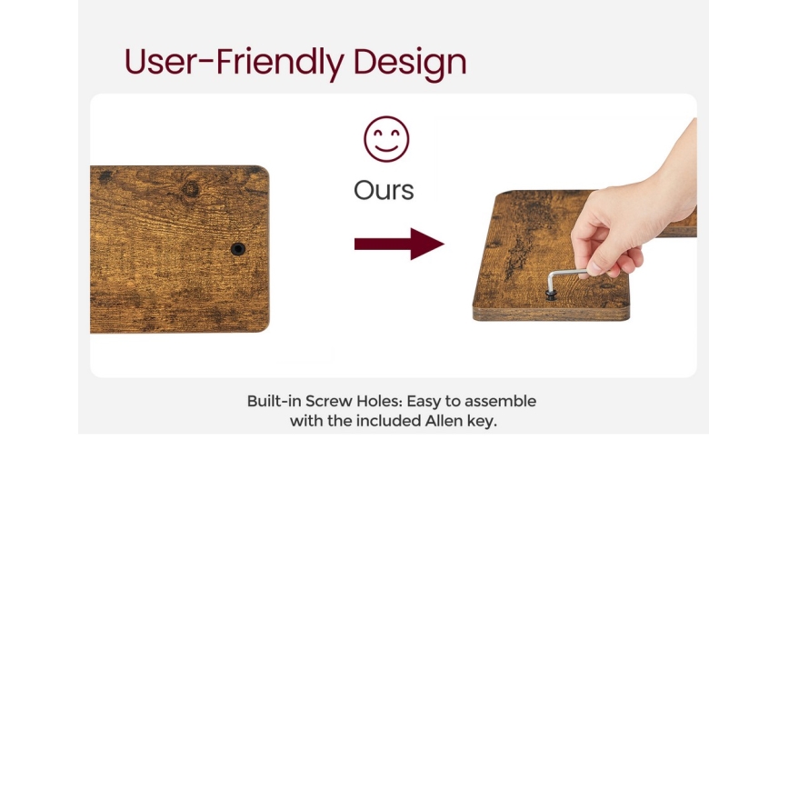 Zestaw 2 półek ściennych SHELFY brązowe/czarne