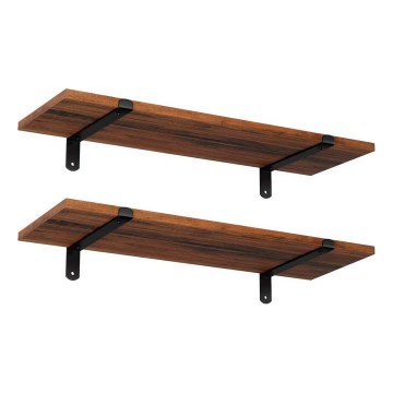 Zestaw 2 półek ściennych SHELFY — brązowo-czarne