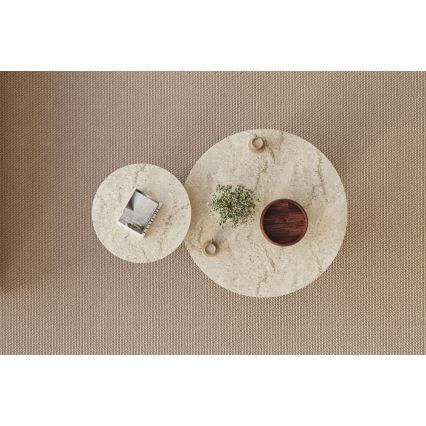 Zestaw 2 stolików kawowych PURO, śr. 40/70 cm, orzech/trawertyn