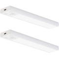 ZESTAW 2 szt. ładowalne oświetlenie meblowe LED z czujnikiem ruchu i zmierzchu VIRO LED/1W/3,7V 800 mAh 3000/4000/6500K 20 cm białe