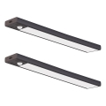 Zestaw 2 szt. ładowalnych lamp LED do mebli VIRO z czujnikiem ruchu i zmierzchu, 1,2 W, 3,7 V, 800 mAh, 3000/4000/6500 K, 30 cm, czarny