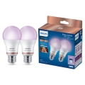 Zestaw 2 szt. ściemnialnych żarówek LED RGB Philips SMART A60 E27/12,5W/230V 2200-6500K
