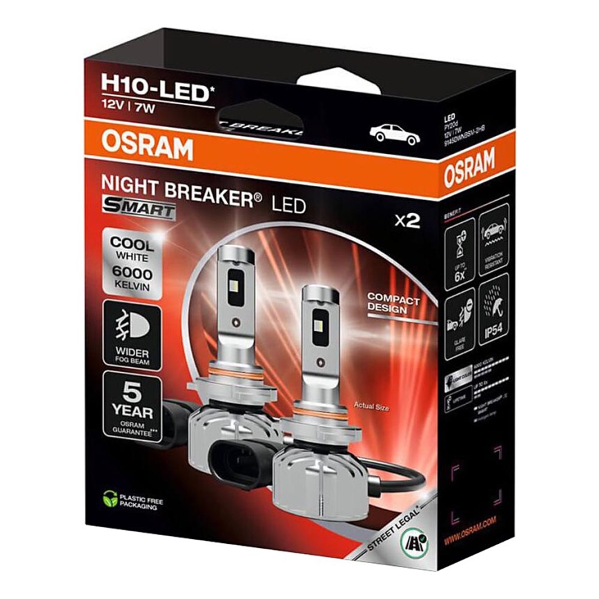 Zestaw 2 szt. żarówek samochodowych LED NIGHT BREAKER SMART H10 PY20d/7W/12V 6000K - Osram