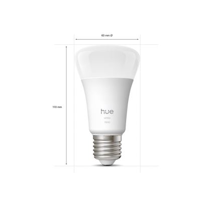 ZESTAW 2 żarówek LED ściemnialnych Philips Hue WHITE E27, 9,5 W, 230 V, 2700 K