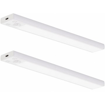 ZESTAW 2x akumulatorowe oświetlenie meblowe LED VIRO z czujnikiem ruchu i zmierzchu, 1,2W/3,7V, 800 mAh, 3000/4000/6500K, 30 cm, biały
