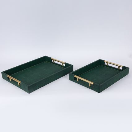 ZESTAW 2x Dekoracyjna taca 40x30/34x24 cm zielony