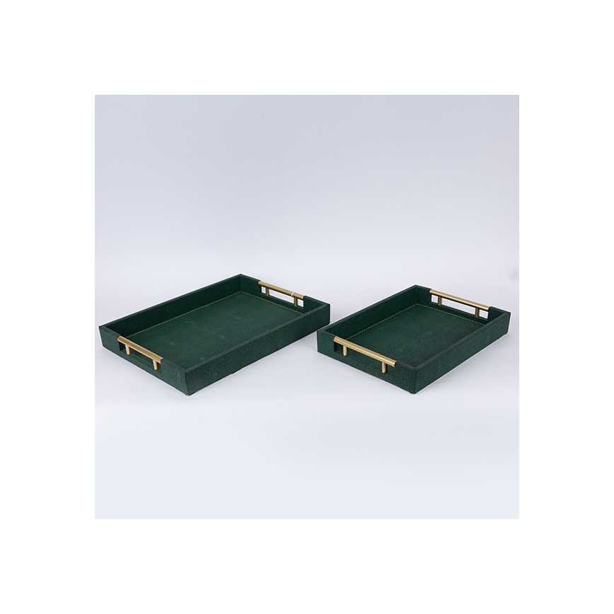 ZESTAW 2x Dekoracyjna taca 40x30/34x24 cm zielony