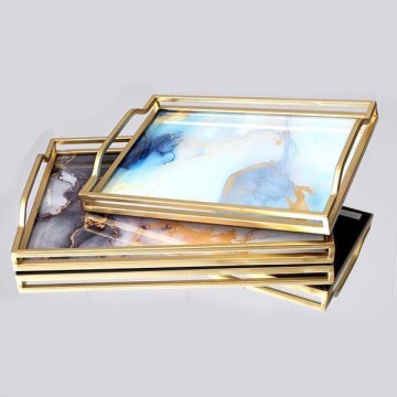 ZESTAW 2x Dekoracyjna taca 40x30/35x25 cm złoty