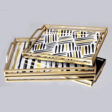 ZESTAW 2x Dekoracyjna taca 40x30/35x25 cm złoty