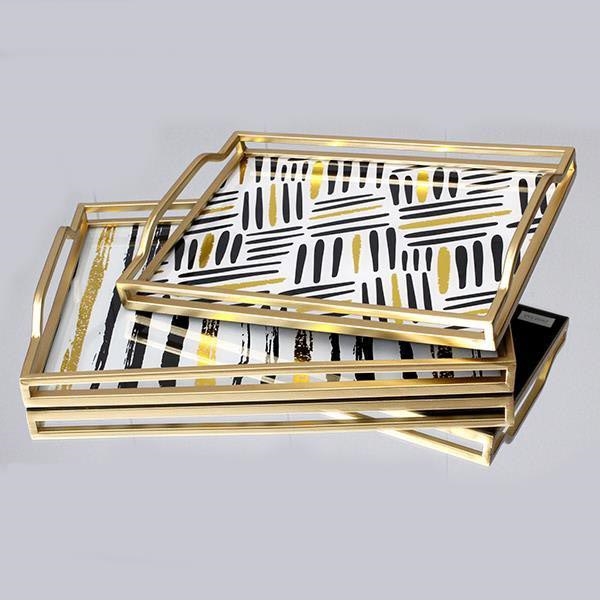 ZESTAW 2x Dekoracyjna taca 40x30/35x25 cm złoty