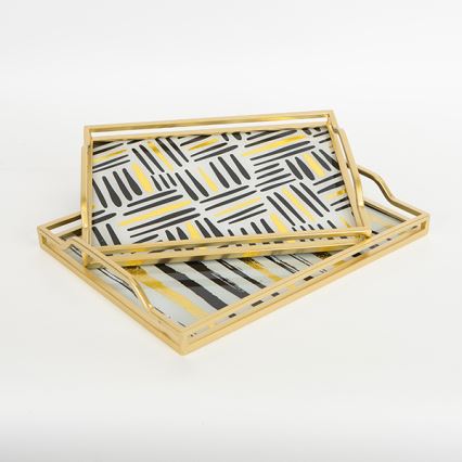 ZESTAW 2x Dekoracyjna taca 40x30/35x25 cm złoty