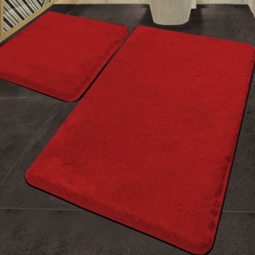 ZESTAW 2x Dywanik łazienkowy 60x100 cm czerwony