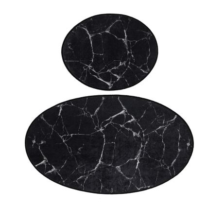 ZESTAW 2x Dywanik łazienkowy MARBLE 50x60/60x100 cm czarny