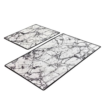 ZESTAW 2x Dywanik łazienkowy MARBLE 60/100 cm biały/czarny