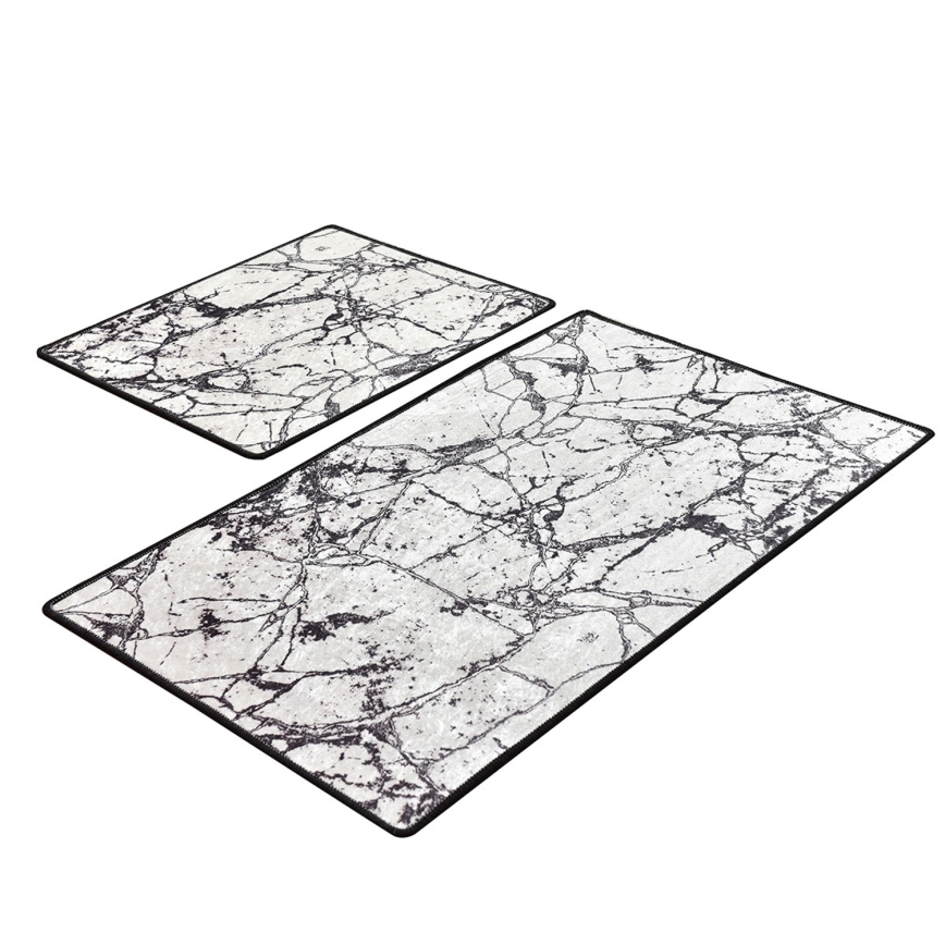 ZESTAW 2x Dywanik łazienkowy MARBLE 60/100 cm biały/czarny