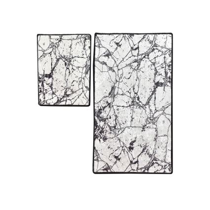 ZESTAW 2x Dywanik łazienkowy MARBLE 60/100 cm biały/czarny