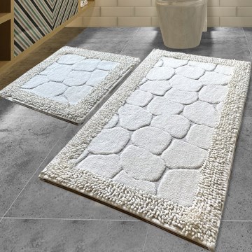 ZESTAW 2x Dywanik łazienkowy STONE 60/100 cm biały