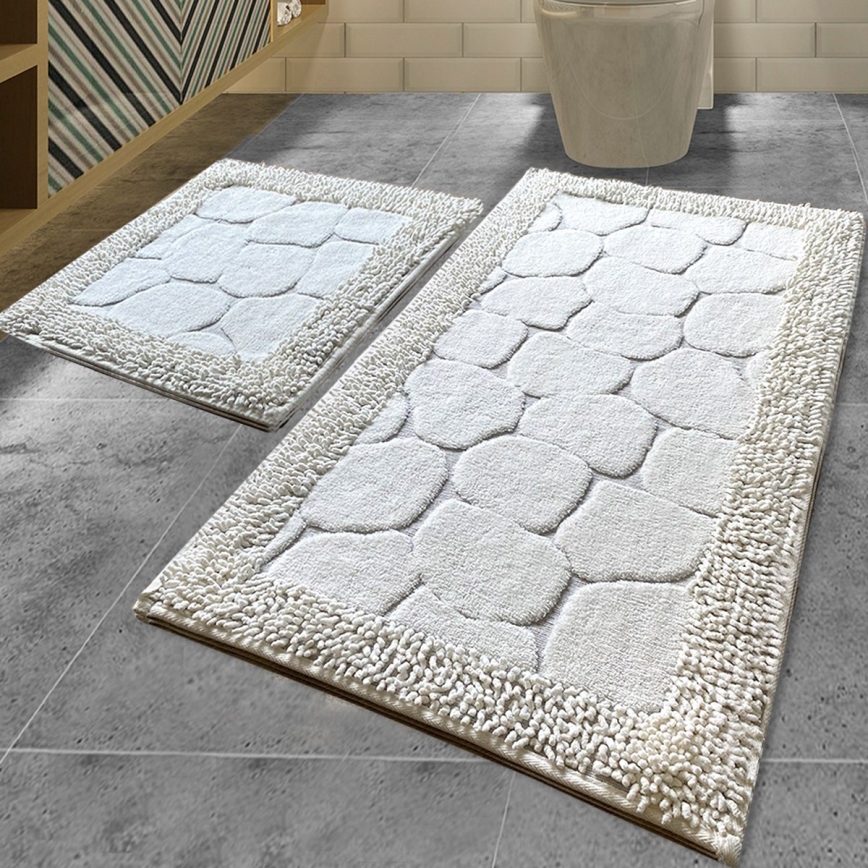 ZESTAW 2x Dywanik łazienkowy STONE 60/100 cm biały