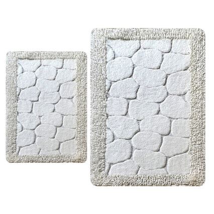 ZESTAW 2x Dywanik łazienkowy STONE 60/100 cm biały