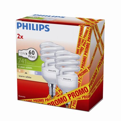 ZESTAW 2x energooszczędna żarówka E14/12W/230V 741lm - Philips 8718291775218