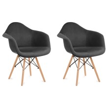 ZESTAW 2x Krzesło do jadalni NEREA 80x60,5 cm szare/buk