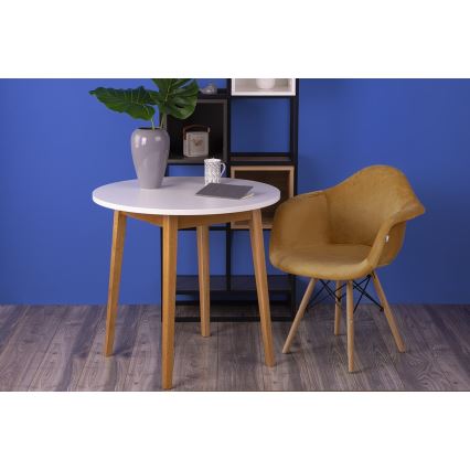 ZESTAW 2x Krzesło jadalniane NEREA 80x60,5 cm żółte/buk