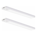 ZESTAW 2x ładowalne oświetlenie meblowe LED z czujnikiem ruchu i zmierzchu VIRO LED/1,2W/3,7V 800 mAh 3000/4000/6500K 30 cm białe