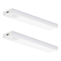 Zestaw 2x ładowalne oświetlenie meblowe LED z czujnikiem ruchu i zmierzchu VIRO LED/1W/3,7V 800 mAh 3000/4000/6500K 20 cm białe