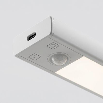 ZESTAW 2x akumulatorowe oświetlenie meblowe LED VIRO z czujnikiem ruchu i zmierzchu, 1,2W/3,7V, 800 mAh, 3000/4000/6500K, 30 cm, biały