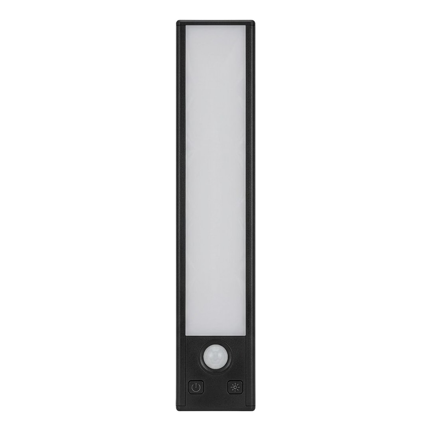ZESTAW 2x Ładowalne oświetlenie meblowe LED z czujnikiem ruchu i zmierzchu VIRO LED/1W/3,7V 800 mAh 3000/4000/6500K 20 cm czarne