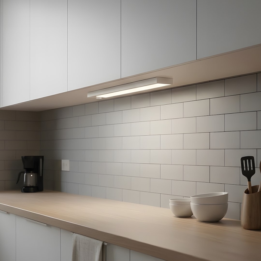 ZESTAW 2x ładowalne oświetlenie meblowe LED z czujnikiem ruchu i zmierzchu VIRO LED/1,2W/3,7V 800 mAh 3000/4000/6500K 30 cm biały