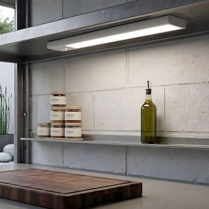 ZESTAW 2x ładowalne oświetlenie meblowe LED z czujnikiem ruchu i zmierzchu VIRO LED/1,2W/3,7V 800 mAh 3000/4000/6500K 30 cm biały