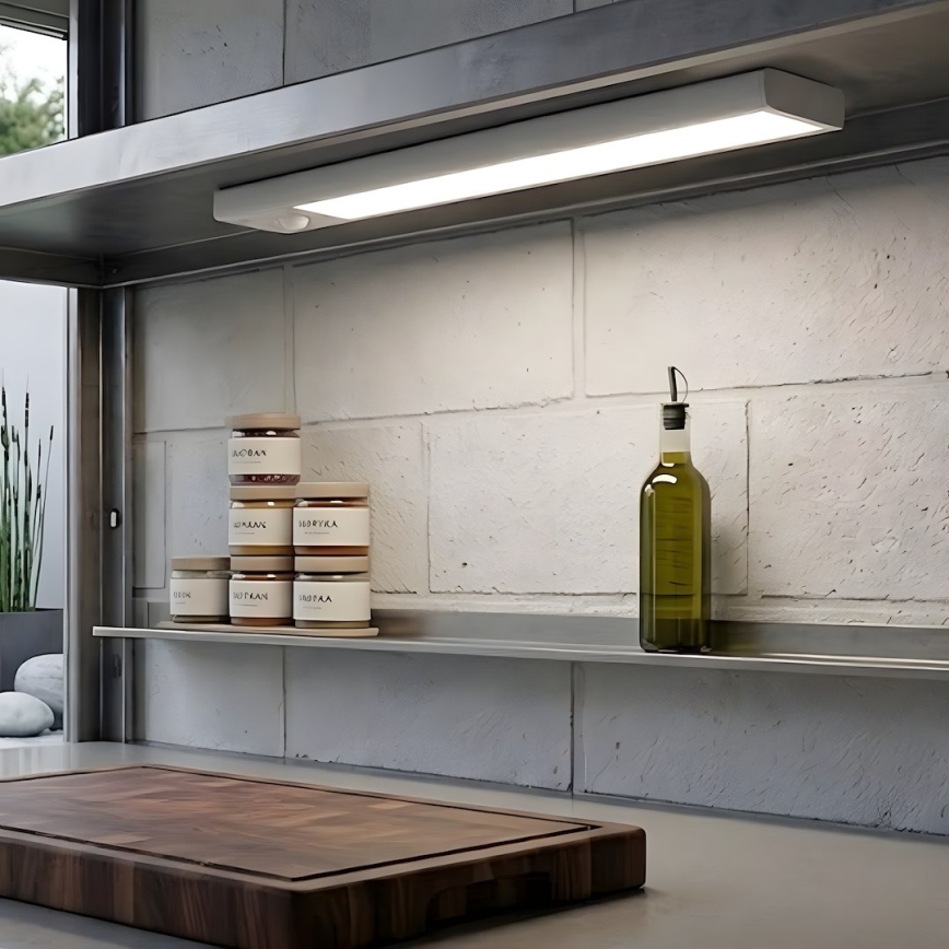 ZESTAW 2x ładowalne oświetlenie meblowe LED z czujnikiem ruchu i zmierzchu VIRO LED/1,2W/3,7V 800 mAh 3000/4000/6500K 30 cm biały