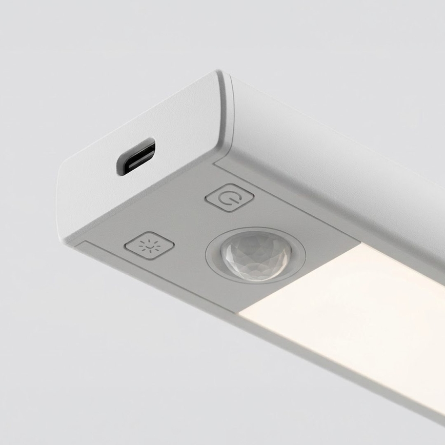 ZESTAW 2x ładowalne oświetlenie meblowe LED z czujnikiem ruchu i zmierzchu VIRO LED/1,2W/3,7V 800 mAh 3000/4000/6500K 30 cm biały