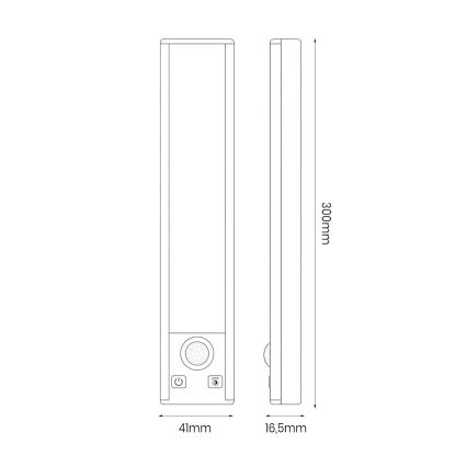 ZESTAW 2x ładowalne oświetlenie meblowe LED z czujnikiem ruchu i zmierzchu VIRO LED/1,2W/3,7V 800 mAh 3000/4000/6500K 30 cm biały