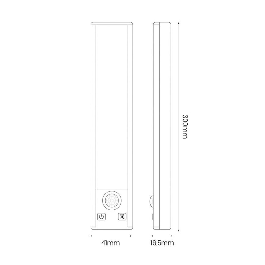 ZESTAW 2x ładowalne oświetlenie meblowe LED z czujnikiem ruchu i zmierzchu VIRO LED/1,2W/3,7V 800 mAh 3000/4000/6500K 30 cm biały