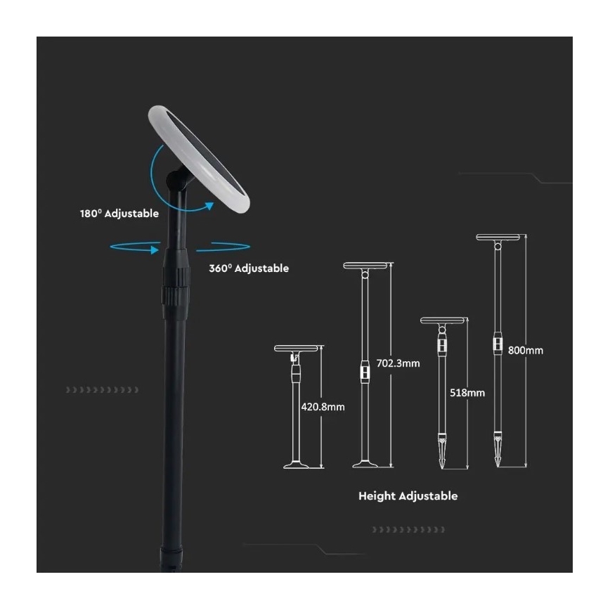 ZESTAW 2x LED Regulowana lampa solarna GARDEN LED/3W/5V 42-80 cm 4000K IP65 1000 mAh