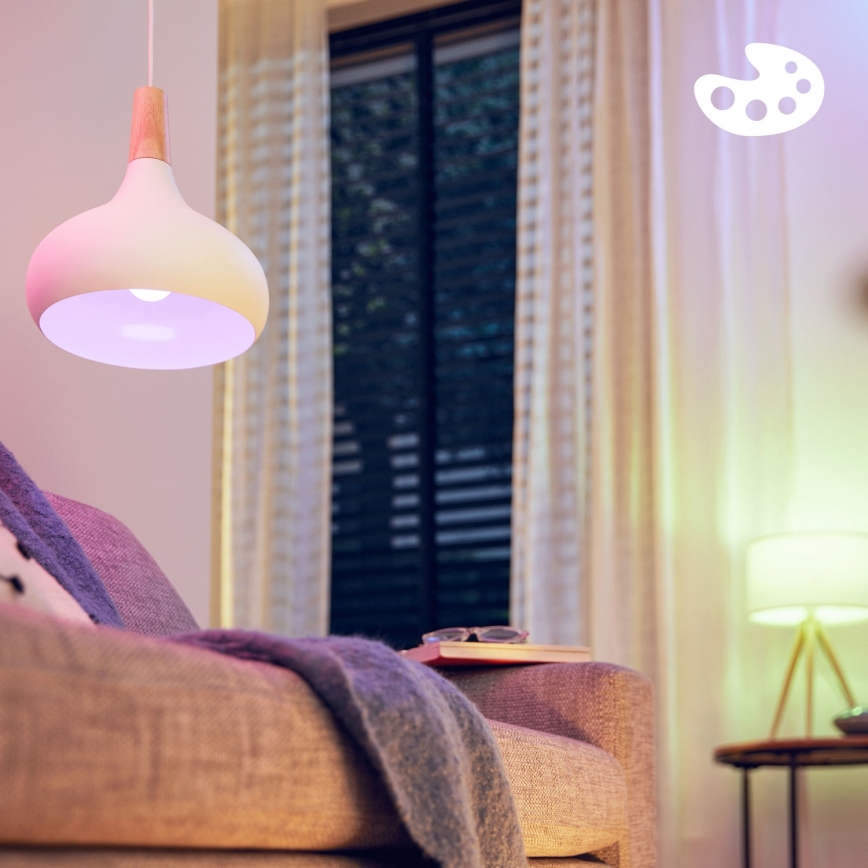 ZESTAW 2x ściemnialnych żarówek LED RGB Philips SMART C37 E14/4,9W/230V 2200-6500K CRI 90
